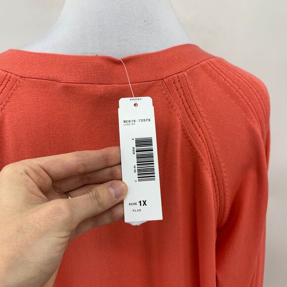 Pendleton Silk Blend Cardigan Womens Plus 1X Coral Long Sleeve Button Up Sweater - Picture 7 of 13